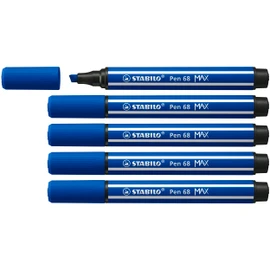Premium Fibre-Tip Pen with Chisel Tip - STABILO Pen 68 MAX - Pack of 5 - Ultramarine