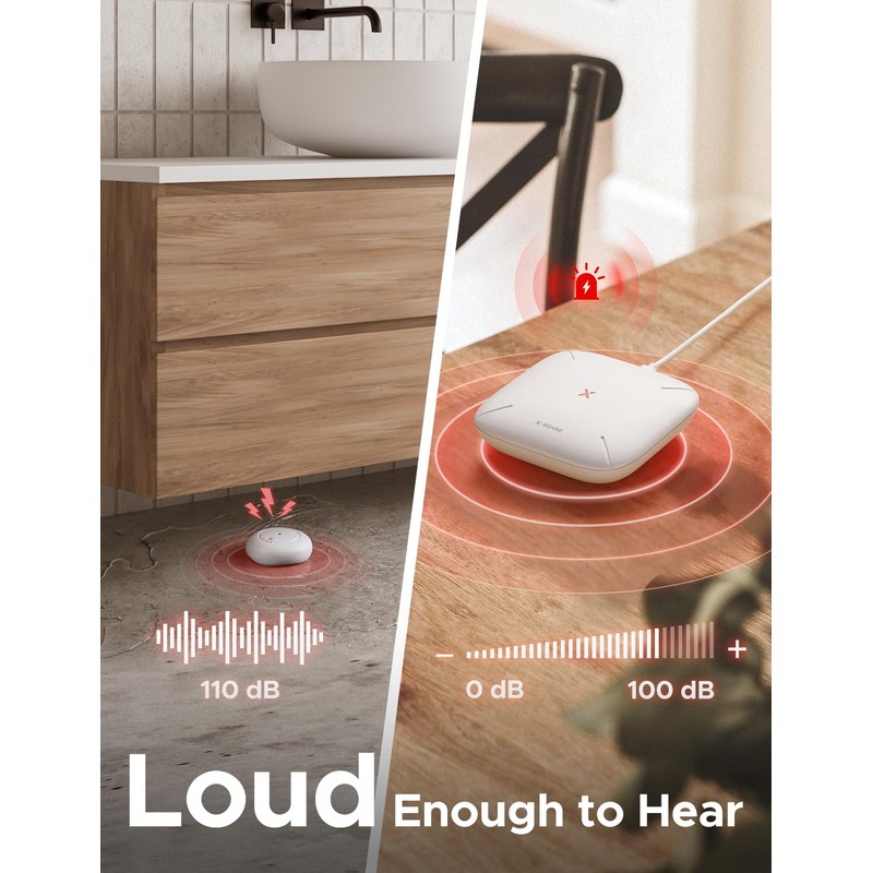 X-Sense Smart Water Leak Detector, Wi-Fi Water Sensor Requires Base