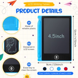 Nezyo 16 Pieces 4.5 Inch Mini LCD Writing Tablet for Kids Electronic Doodle Board Colorful Drawing Tablet Bulk Erasable Writing Pad Reusable Learning Gift for Girls Boys Party Favor(Mix Colors)