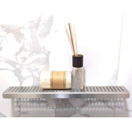 SereneDrains Stainless Steel Brushed Nickel Shower Shelf for Inside Shower Drill in Wall Mount Small Bathroom Shelf Decor Organizer Rack Caddy Floating (Brushed Stainless Steel, 16 Inch)