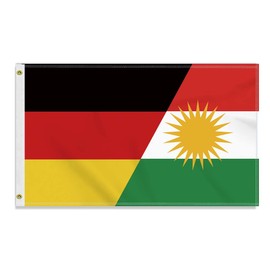 Kurdistan Large 90 x 150 cm Kurdistan Germany Flag, Large 150D German Kurdish Friendship Banner, Durable Double Side Print Decor Brass Eyelets Large Kurdistan