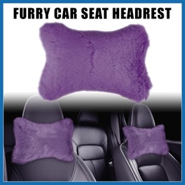 A ABSOPRO 1 Pair Furry Car Seat Neck Pillows Soft Headrest Accessories Purple Item Replacement