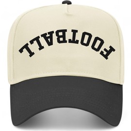Football Upside Down Reversed Vintage Trucker Hat | Premium Snapback Baseball Hat for Men & Women (US, Alpha, One Size, Black/Natural)