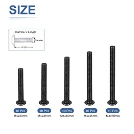 DTGN 50Pcs M4 Button Head Socket Cap Screws Kit - 30/35/40/45/50mm Carbon Steel Black Oxide Full Thread Hex Socket Cap Screw Assortment - Good for Machine, Furniture Repairing