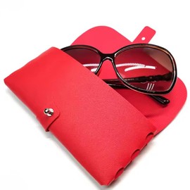 Onrtry Soft Leather Eyeglass Case PVC Nail Buckle Glasses Bag Sunglasses Case Glasses Pouch(Red)