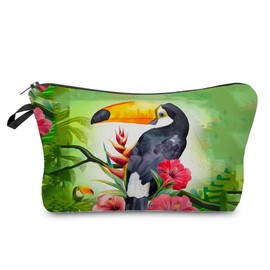 Livel lhood Toucans Bird Cosmetic Bag for Women Cute Small Makeup Bag for Purse Travel Toiletry Zipper Pouch for Girls Gift for Bird Lovers Toucans Bird Makeup Bag for Her