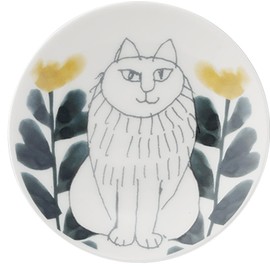 Lisa Larson LL154-333 Sketch Cat Sketch Cat Sheave Bean Plate Diameter Approx. 3.9 inches (10 cm) Lisa's Sketch Series Miscellaneous Goods Scandinavian Tableware Yellow