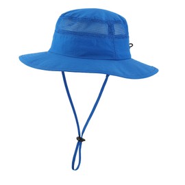 Home Prefer UPF50+ Kids Toddler Boys Sun Hat Wide Brim Fishing Hat UV Protection Hat Portable Mesh Bucket Hat Royal Blue 2-4T