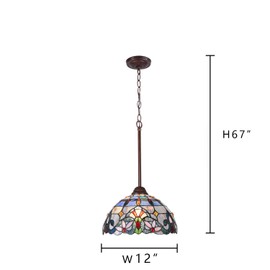 Capulina Tiffany Pendant Light 12 Inches for Kitchen Island Dining Room Traditional Handicrafts Antique Stained Glass Hanging Light