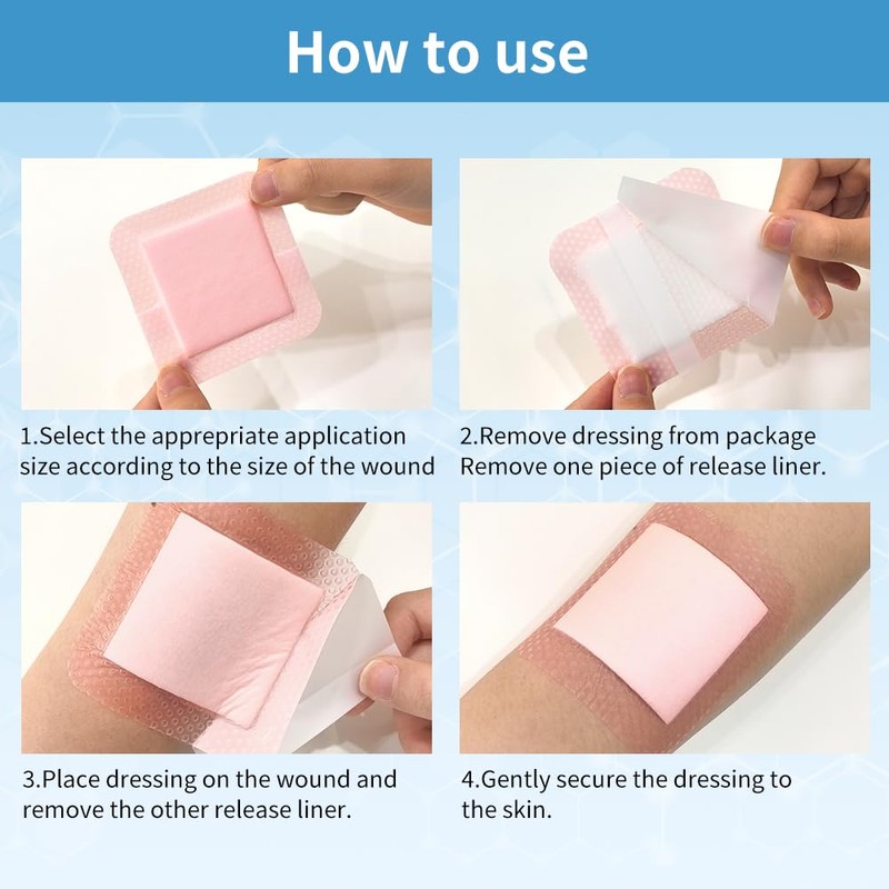 Silicone Foam Dressing 5x5 Super Absorbent Wound Dressing Waterproof Bandages