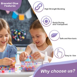 2 Pack Professional Bracelet Kont Fixing Drip for Elastic String, Jewelry Glue for Elastic String, Keep Bracelet String Knot Stay Tied for DIY Craft Jewelry Making Kit