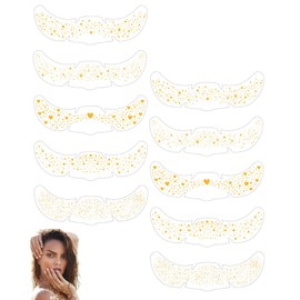 TPZORJX 10 pcs Goldene Glitzer Tattoos, glitzer gesicht gold,Temporäre Tattoo Aufkleber Für Gesicht, Sweatproof Waterproof Sommersprossen Tattoo, Glitzersteine Für Karneval, Party Aufkleber