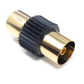 DRUT 1pcs. TV Aerial RF Lead Coupler Female to Female Socket Coaxial Connector, Coaxial Cable Adapter, Gender Changer (Black Gold)