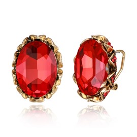 EVER FAITH Vintage Oval Stud Earrings, Fashion Art Deco Large Statement Rhinestone Crystal Omega Back Earrings for Women, Crystal