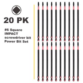 GEINXURN Impact Tough #2 Square 6 in. Power Driver Bits,20Pack SQ2 Screwdriver Bits Set 6”Long Impact Bit,Bulk