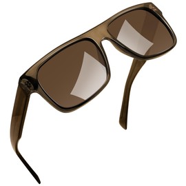 Joopin Minimalist Acetate Sunglasses Men's Polarised Classic TR90 Rectangular Sunglasses Women Large Sport UV400 for Driving Travel Hiking, Brown (glasses: brown), Unit size