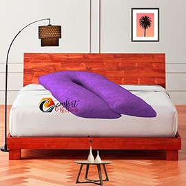 Teddy Fleece Full Body 9FT U Shaped Orthopaedic Pillowcase Cover With Zip Maternity Nursing Pregnancy Super Soft Snug Cuddles 9 Feet Pillowcase U Cover Lilac 75cm x 135cm Approximate