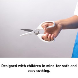 Tijeras de cocina para niños, mano derecha, con cubierta de seguridad, fabricadas en Japón, acero inoxidable para una fácil limpieza, tamaño pequeño para niños