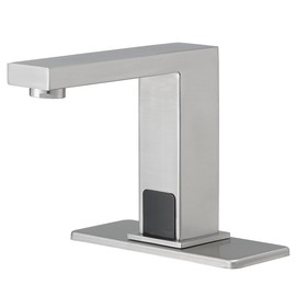 Greenspring Touchless Bathroom Faucet Automatic Sensor Commercial Modern Sink Facuet Single Hole Vanity Tap Battery or Plug-in Powered, Hot and Cold Mixer, Brushed Nickel