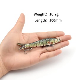 ODS Lure Fishing Bait for Bass Multi Jointed Swimbaits with Hooks Fishing Tackle Kit (Kit 3-D8J10)