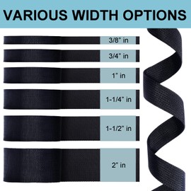 CooBigo Nylon Webbing 3/4 Inch Heavy Duty Black Nylon Webbing Straps 3/4" Wide, 6 Sizes 12 Yard Webbing Strapping for Outdoor Crafting DIY.