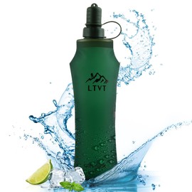 Taozoey Foldable Water Bottle, TPU Soft Flask, BPA-Free, Water Bottle for Hydration Backpack, Bicycle, Climbing, Sports, 500 ml (Green)