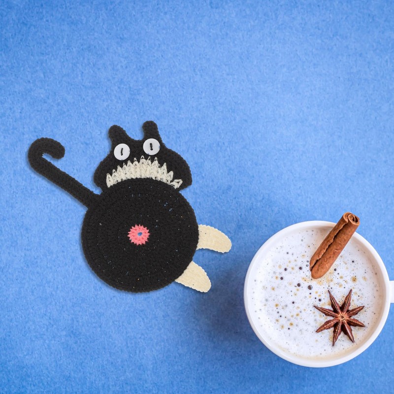 Mikinona Cute Coaster Knitted Material Heat-Insulated Cup Mat Non-Slip Table