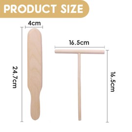 HABNI 2 Stück Crepes Verteiler, Profi Crepes Wender Und Teigverteiler Set, Holz Crepe Spatel Schieber Und Verteiler, Crepes Verteiler Aus Buchenholz, T- Form Crepes Wender Crepes Verteiler Set