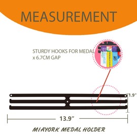 Miayork Medal Holder Display Hanger Rack Medals-Black Medal Holder Wall Mount Easy to Install Race Runner Medal Frame 3 Lines Perfect Medal Holder