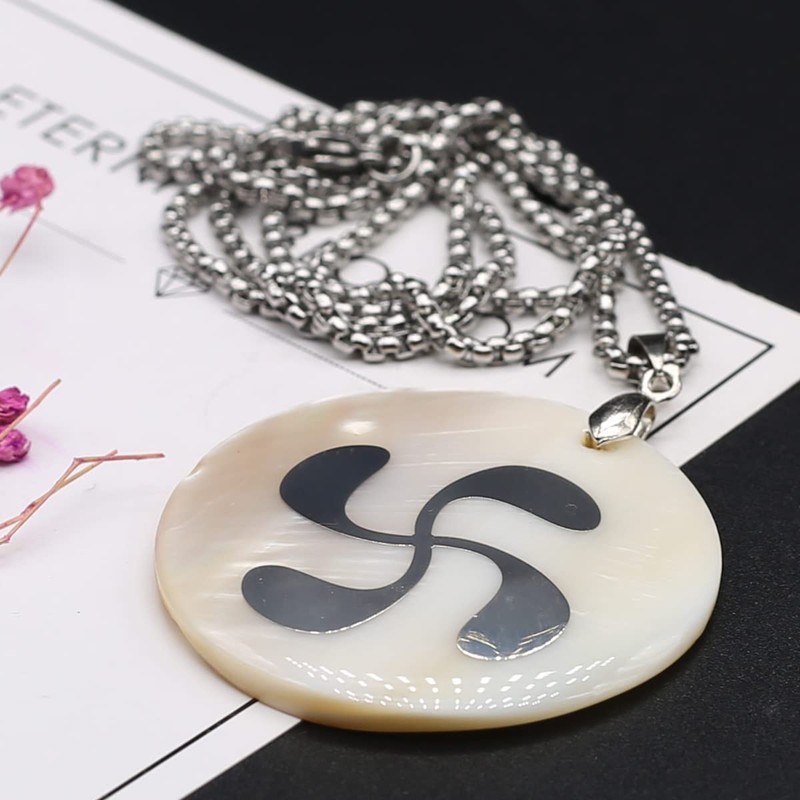 6 Pcs Natural Shell Pendant Necklace Round Shape White shell