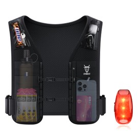 UTOBEST LED Running Vest 5L, Lightweight Reflective Hydration Vest with 7 Pockets for Men Women, Dual Adjustable Phone Holder Vest for Marathon, Trail Running, and Night Runs, S