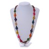 Avalaya Multicoloured Wood Button Bead Long Necklace - 110cm Long