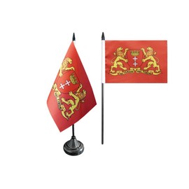 Flaggenfritze Table Flag Poland Gdansk with Large Coat of Arms + Free Sticker