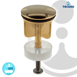 tecuro Universal eccentric plug, drain plug, diameter 40 mm, for 1 1/4 inch drain valve, gold-plated, 12009