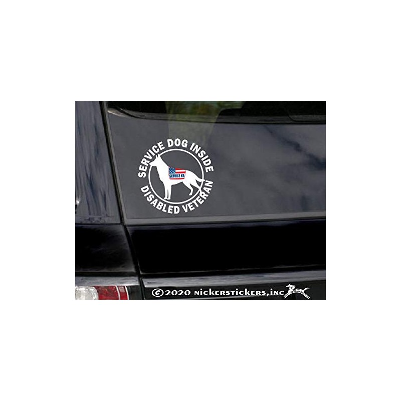 Service Dog Inside Disable Veteran Window Decal | NickerStickers® Vinyl