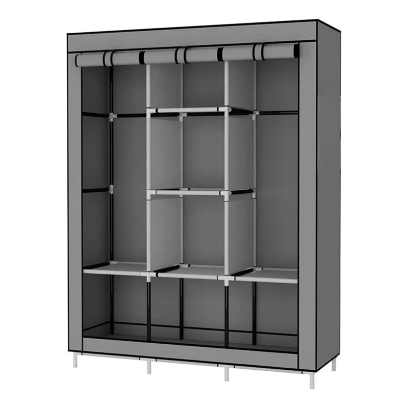 Yuqing Closet Armable Ropero Rack Guardaropa Recamara Organizacion Color Gris