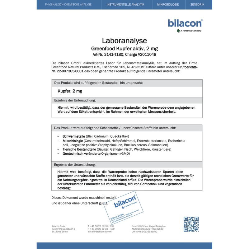 Greenfield Wild Copper Active 2mg, Hochdosiert – No Artificial Additives, Vegan, ,