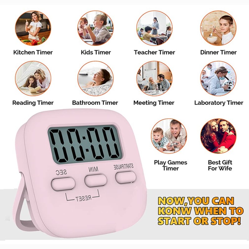 Digital Kitchen Timer/Pink Timer for Kids with Bracket and Hanging