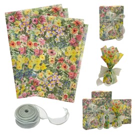 Navy Sugar Monet Garden Tissue Paper For Gift Bags Set10 Sheets of lmpressionist Floral GiftWrap + Fishtail Ribbon, Artistic TissuePaper for Presents, Scrapbooking &Flower Bouquets(Watercolor Dream)'