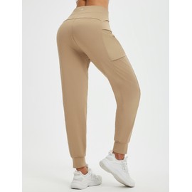 baleaf Women's Fleece Lined Joggers Thermal Warm High Waisted Winter Travel Sweatpants Hiking Exercise Active Workout Pants with Pockets Brown S