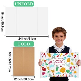LonlyEagle Trifold Poster Board, 24" x 16", 3-Pack, White Corrugated Project Boards for Science Fairs, School Projects, Event Displays(not 48" x 36")