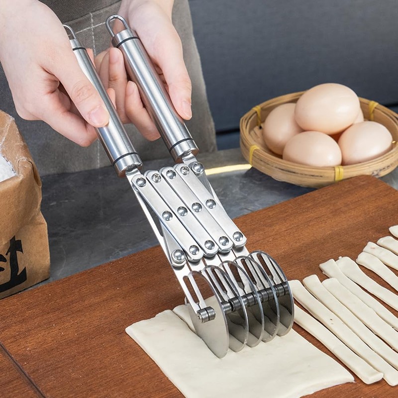 7 Wheel Pastry Cutter Tool,Adjustable Pasta Cutter wheel with Handle,