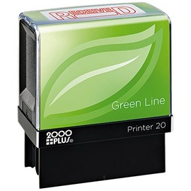 2000 PLUS Green Line Self-Inking Message Stamp, Received, 80% Recycled, 1 1/2" x 9/16" Impression, Red Ink (098372)