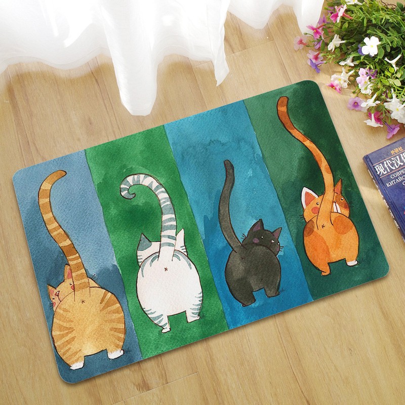 Cat Pattern Non slip Welcome Doormat Carpet Mat Indoor Outdoor