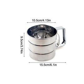 Stainless Steel Shaker Sieve Cup Mesh Crank Flour Sifter with Measuring Scale for Flour Icing Sugar