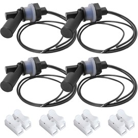 Xiatiaosann Float Switch, Side Mount, Float Switch with Liquid Level Detection, with 40cm Wire Cable, with Spring Wire Connectors (Pack of 4, Black)