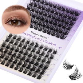 DIY Lash Clusters for Using at Home: Wendy, Natural, Fluffy, Wispy, Waterproof, Anime, Manga, Cat Eye, 0.07mm, D Curl, 12-16mm, K001+K002, FD0318