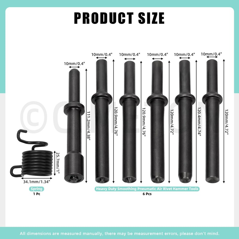 Cimeton 7PCS Pneumatic Air Rivet Tool Carbon Steel Hammer Head