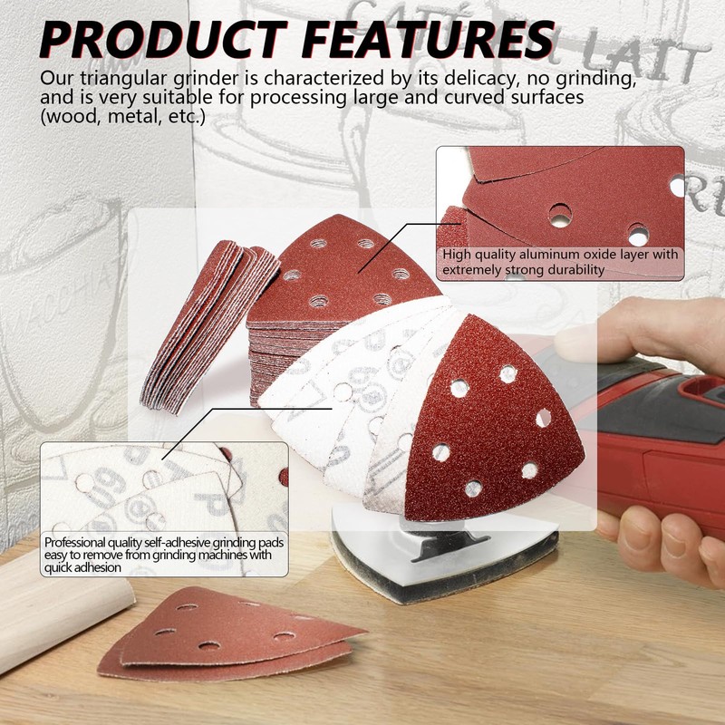 FEIHU Delta Sandpaper Triangle Sandpaper, Pack of 60 Sandpaper for