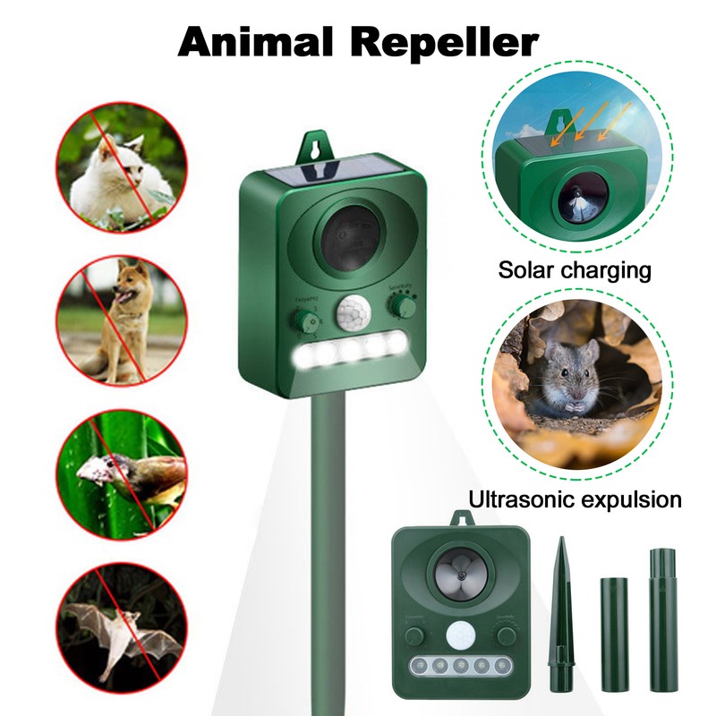 Ultrasonic Animal Repeller Solar USB Charging Electronic Animal Repeller Outdoor